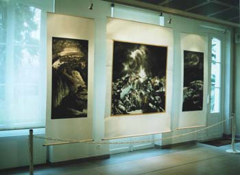 22  La Naissance du Monde, Chaos - Big bang - Terre 1993-2003 Encre sur papier (Triptyque ) 138 x 290cm